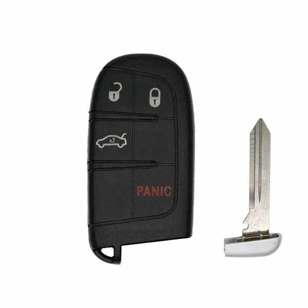 KeylessFactory: Dodge / Jeep / Chrysler 4-Button Smart Key Shell W/ Trunk and w/ Emergency Key